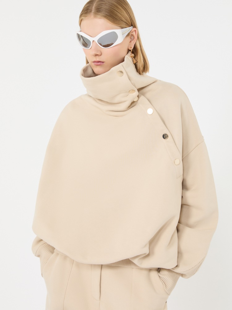 Oversized sweatshirt with an asymmetric fastening - BEIGE - Max Mara - 4