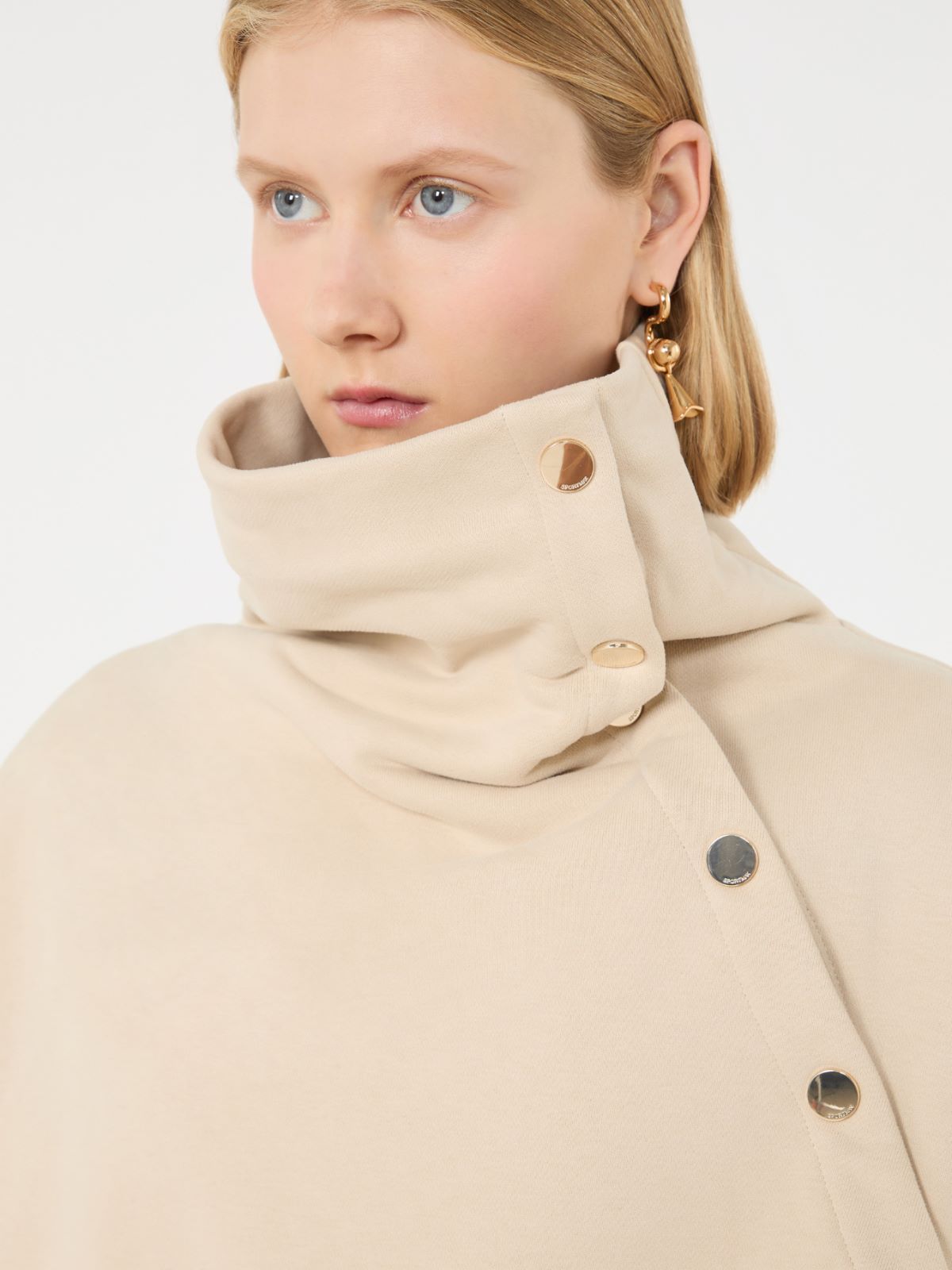 Oversized sweatshirt with an asymmetric fastening - BEIGE - Max Mara - 5