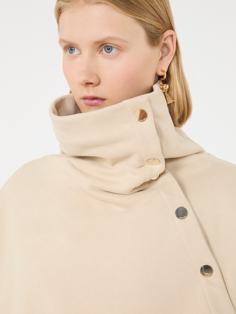 Oversized sweatshirt with an asymmetric fastening - BEIGE - Max Mara - 5