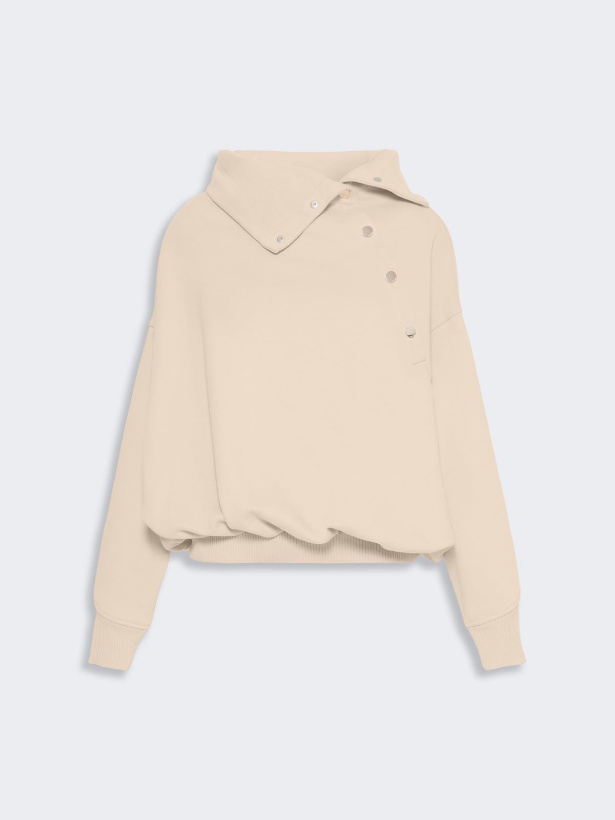 Oversized sweatshirt with an asymmetric fastening - BEIGE - Max Mara - 6