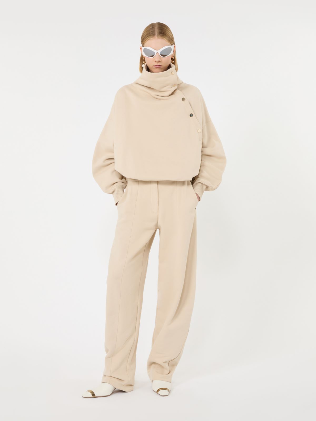 Oversized-Sweatshirt mit asymmetrischer Öffnung + BEIGE - Max Mara