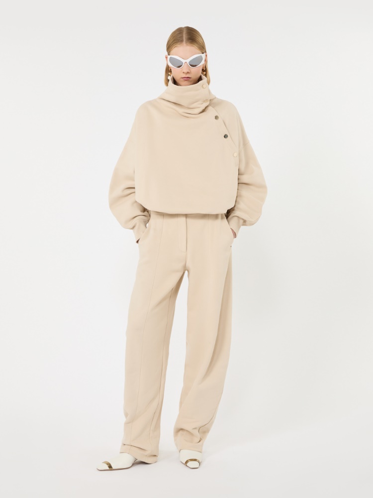 Oversized sweatshirt with an asymmetric fastening - BEIGE - Max Mara