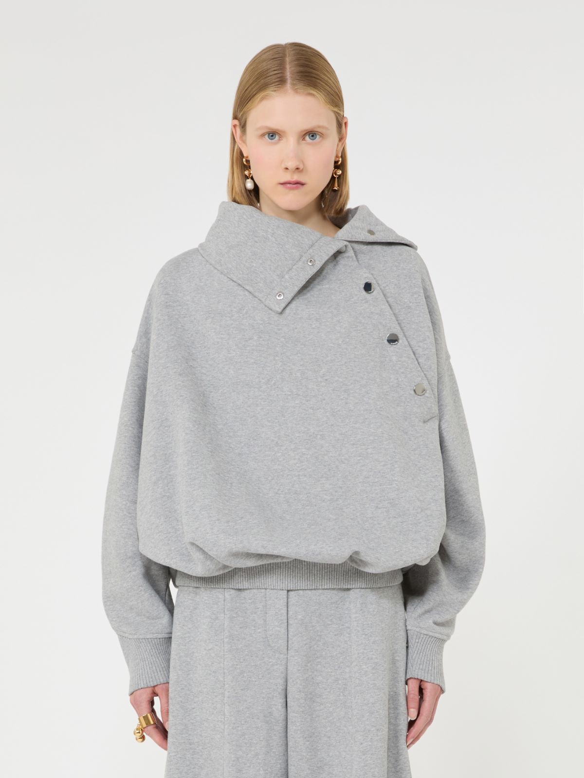 Sweat-shirt oversize à ouverture asymétrique - GRIS CLAIR - Max Mara - 2