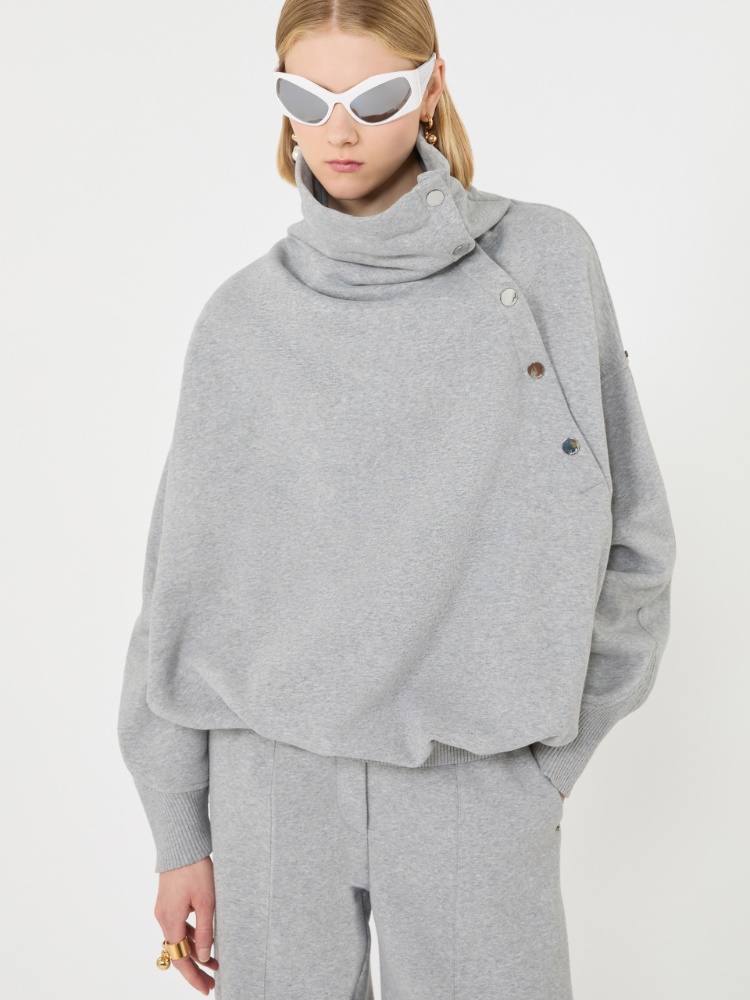 Sweat-shirt oversize à ouverture asymétrique - GRIS CLAIR - Max Mara - 4