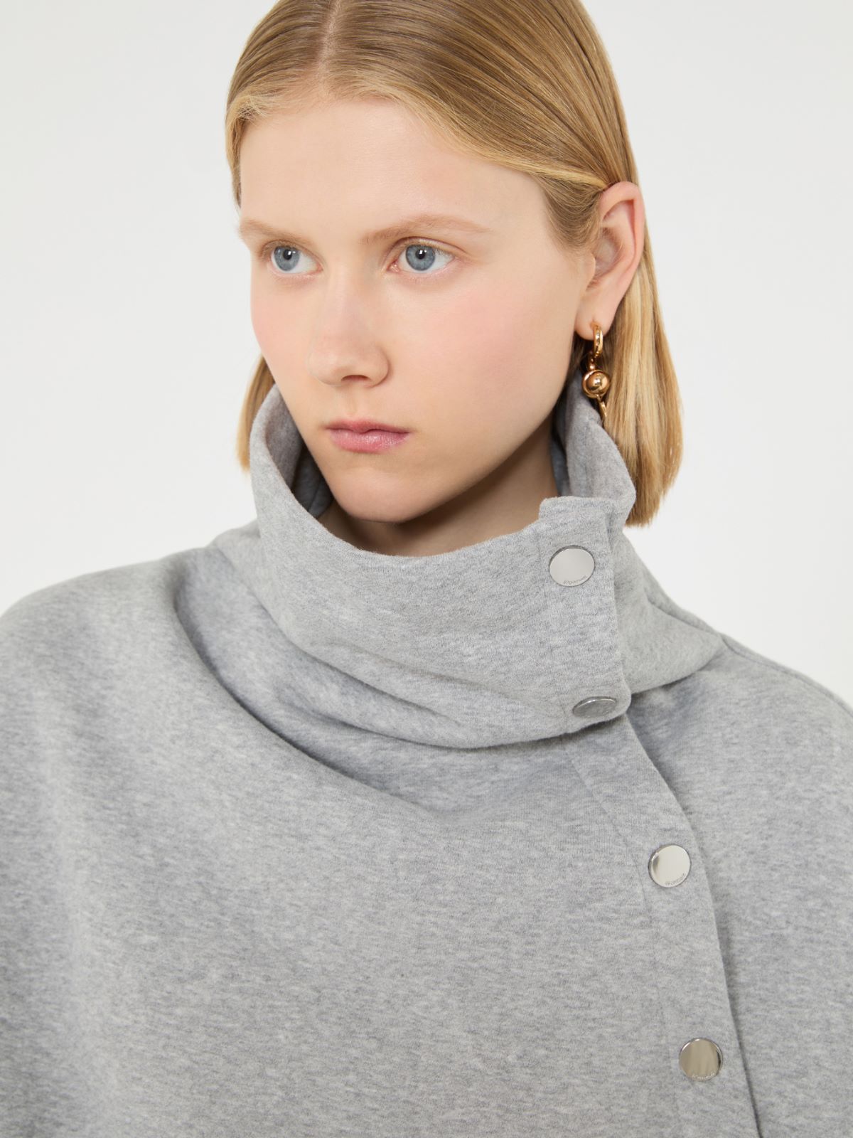 Sweat-shirt oversize à ouverture asymétrique - GRIS CLAIR - Max Mara - 5
