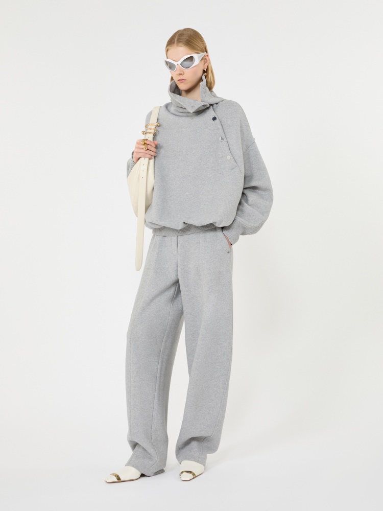 Oversized sweatshirt with an asymmetric fastening - LIGHT GREY