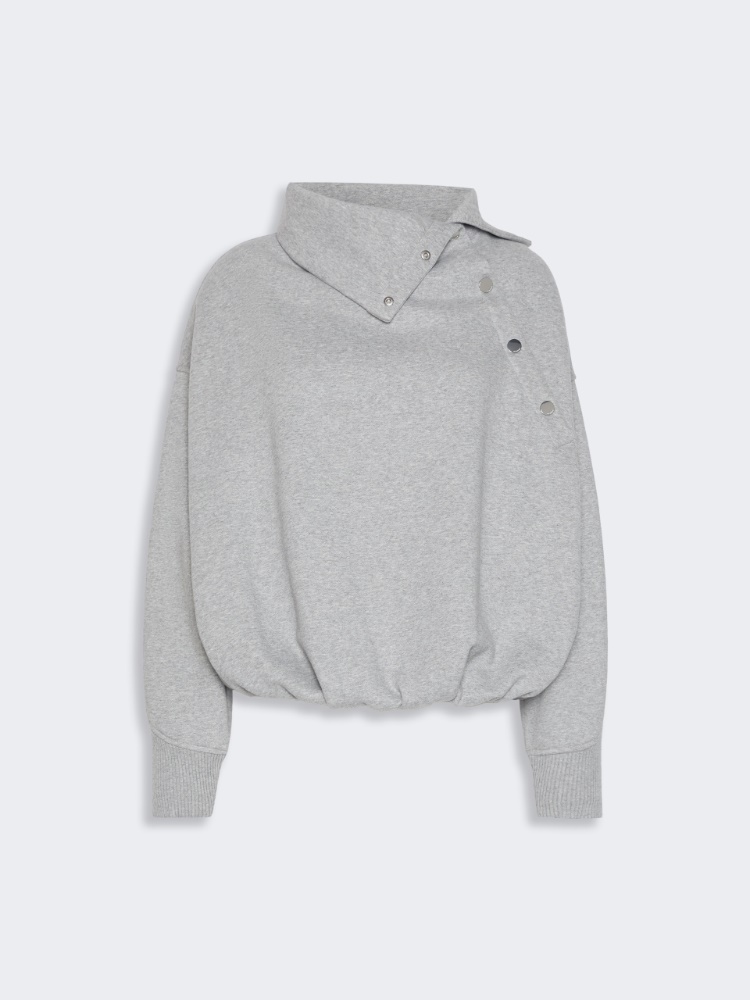 Oversized sweatshirt with an asymmetric fastening - LIGHT GREY