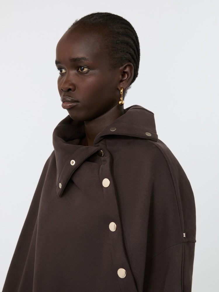 Oversized sweatshirt with an asymmetric fastening - CHOCOLATE - Max Mara - 5
