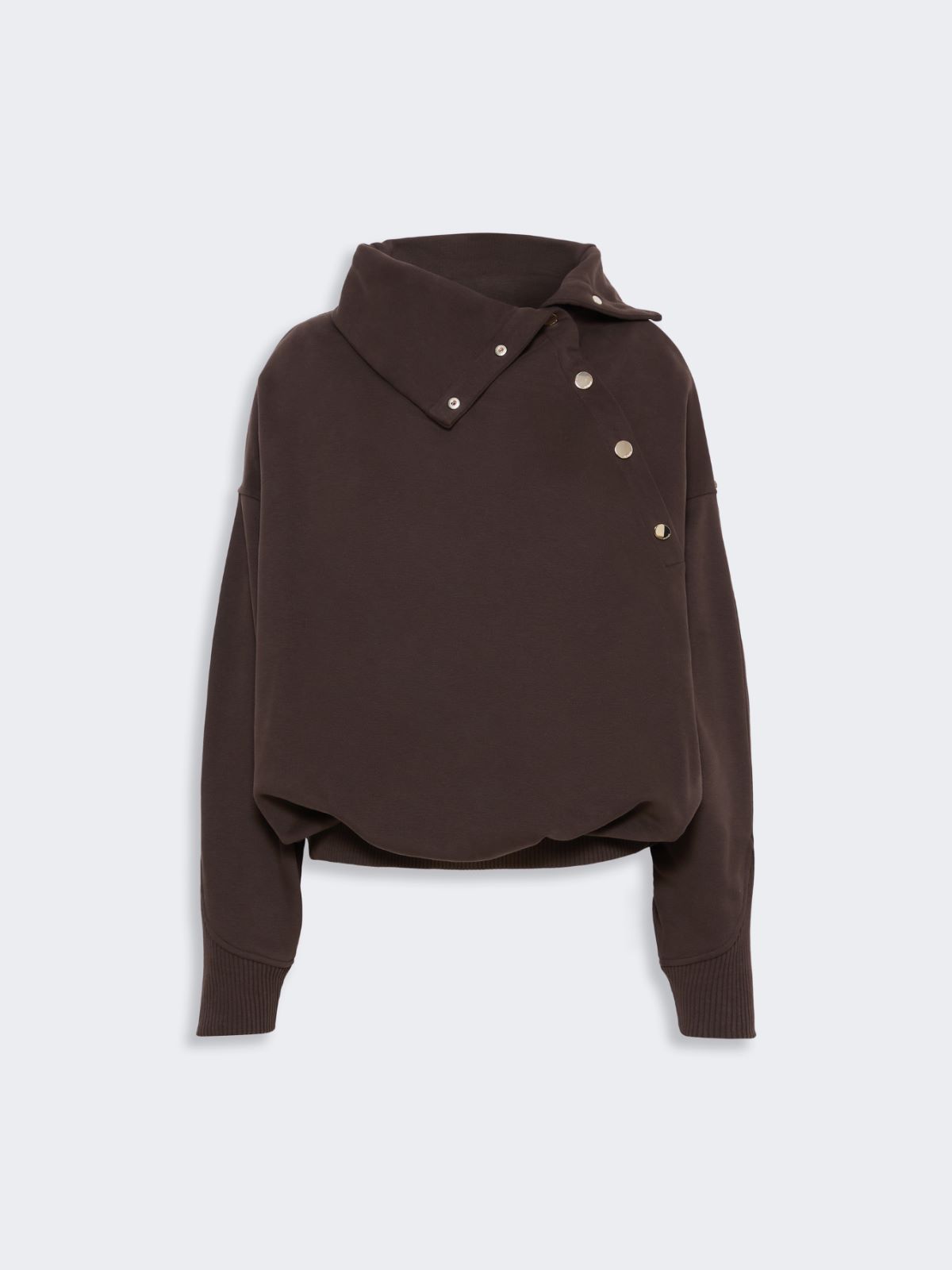 Oversized sweatshirt with an asymmetric fastening - CHOCOLATE - Max Mara - 6