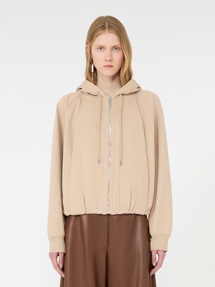 Cotton-blend boxy hoodie - BEIGE - 2