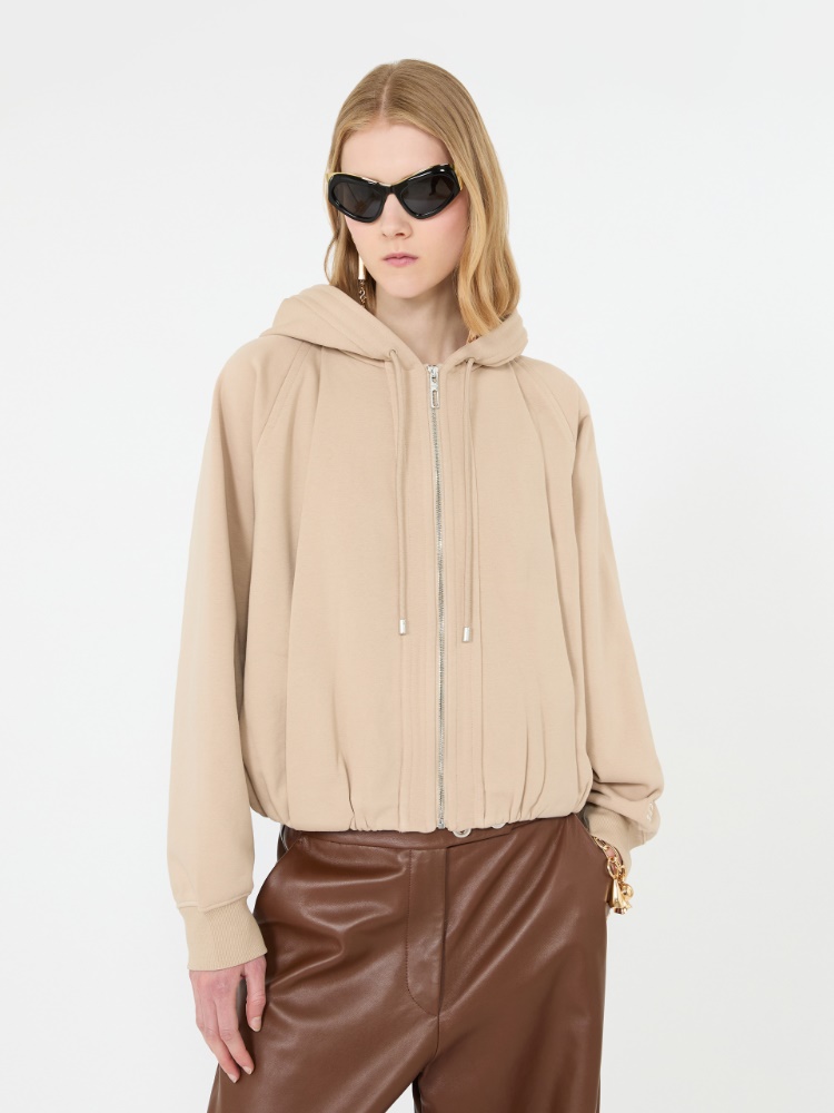 Cotton-blend boxy hoodie - BEIGE - 4