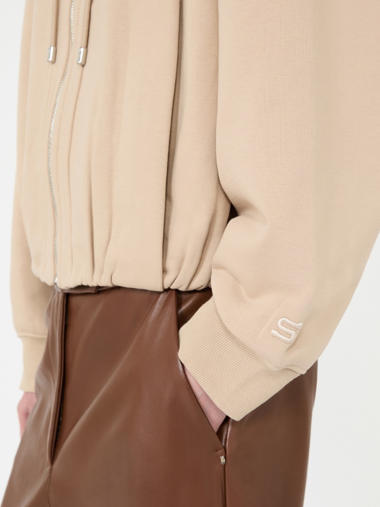 Cotton-blend boxy hoodie - BEIGE - 5