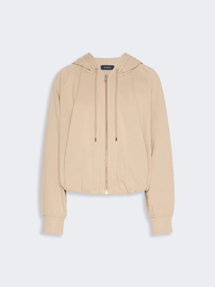 Cotton-blend boxy hoodie - BEIGE