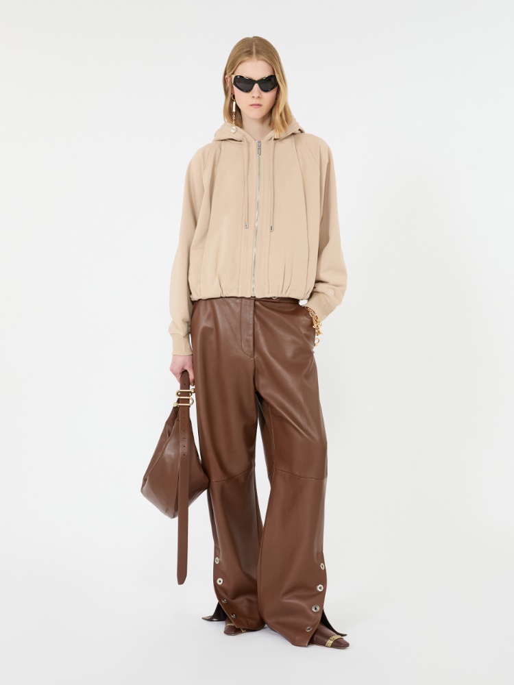 Cotton-blend boxy hoodie - BEIGE - 1