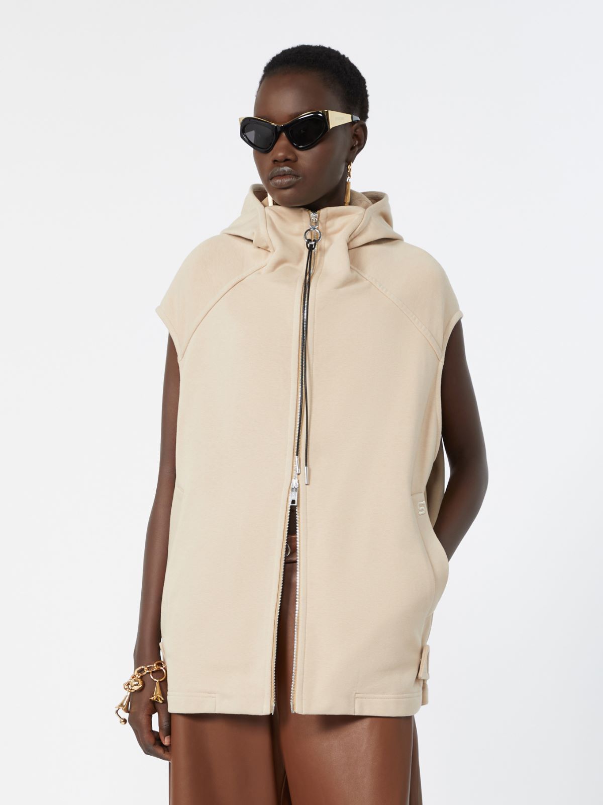 Cotton-blend fleece gilet - BEIGE - Max Mara - 4