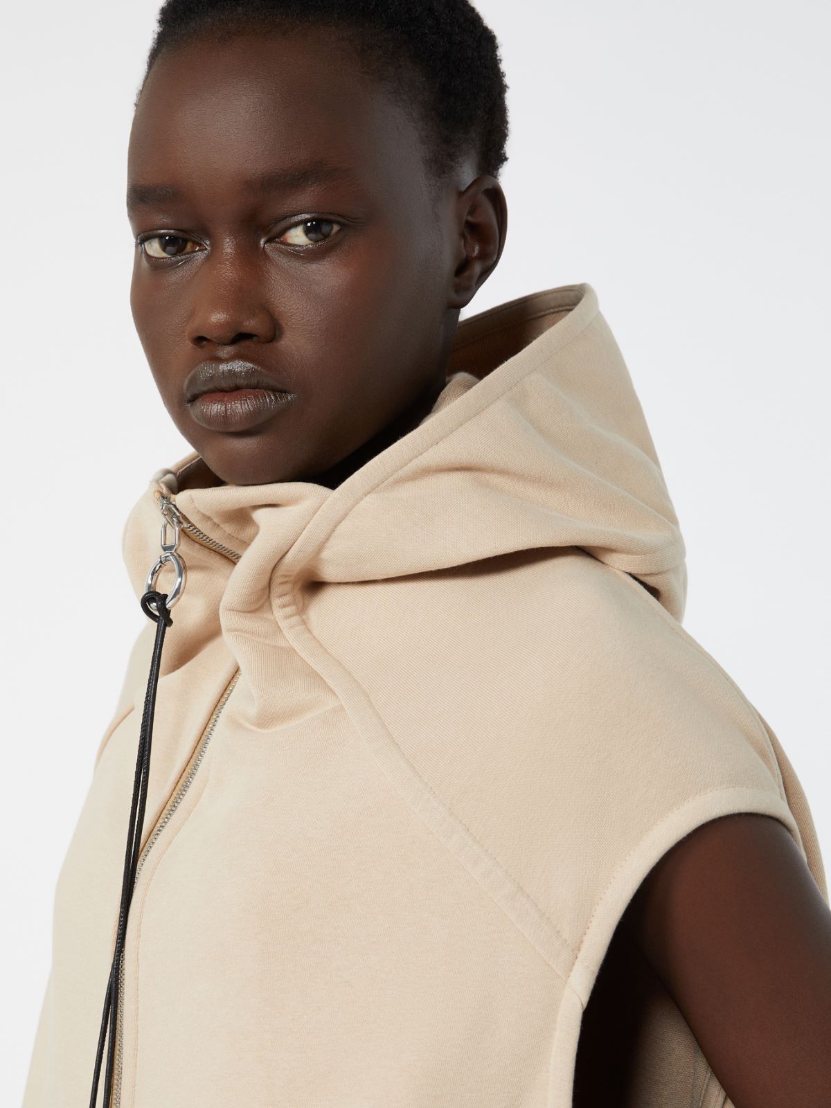 Cotton-blend fleece gilet - BEIGE - Max Mara - 5
