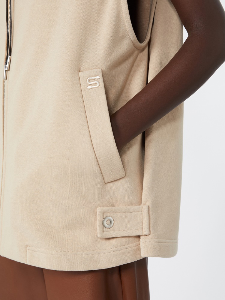Cotton-blend fleece gilet - BEIGE