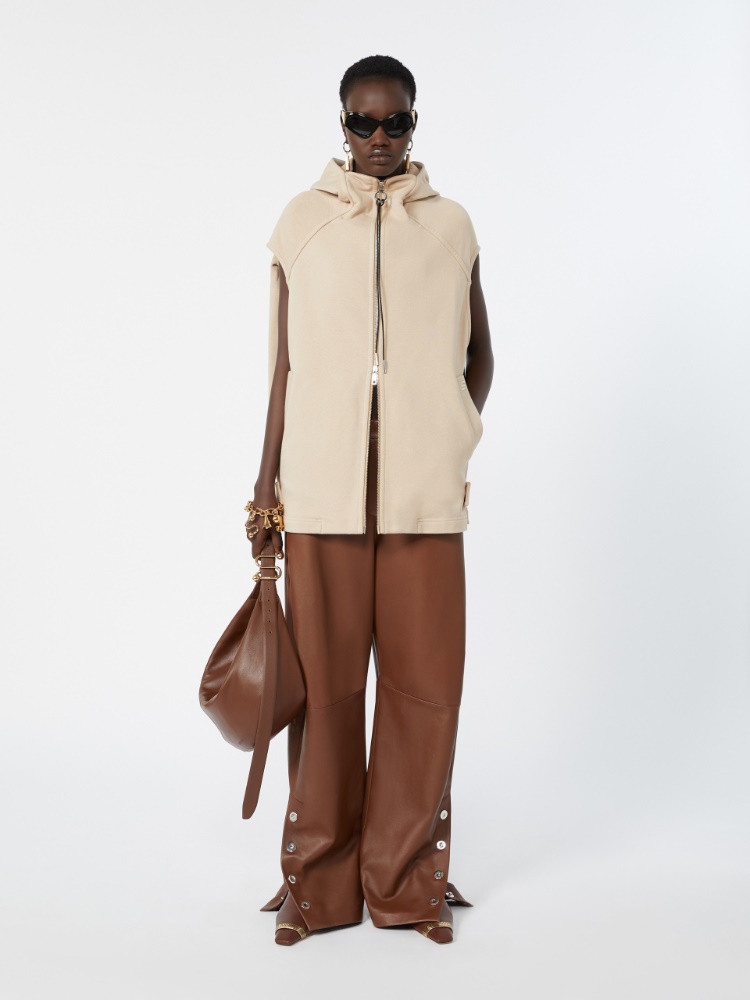 Cotton-blend fleece gilet - BEIGE