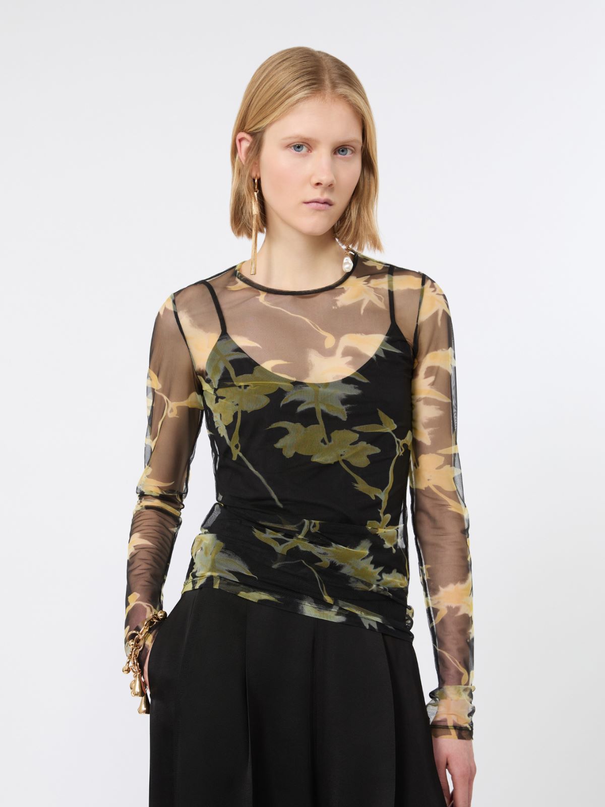 Printed tulle top - BLACK - Max Mara - 4