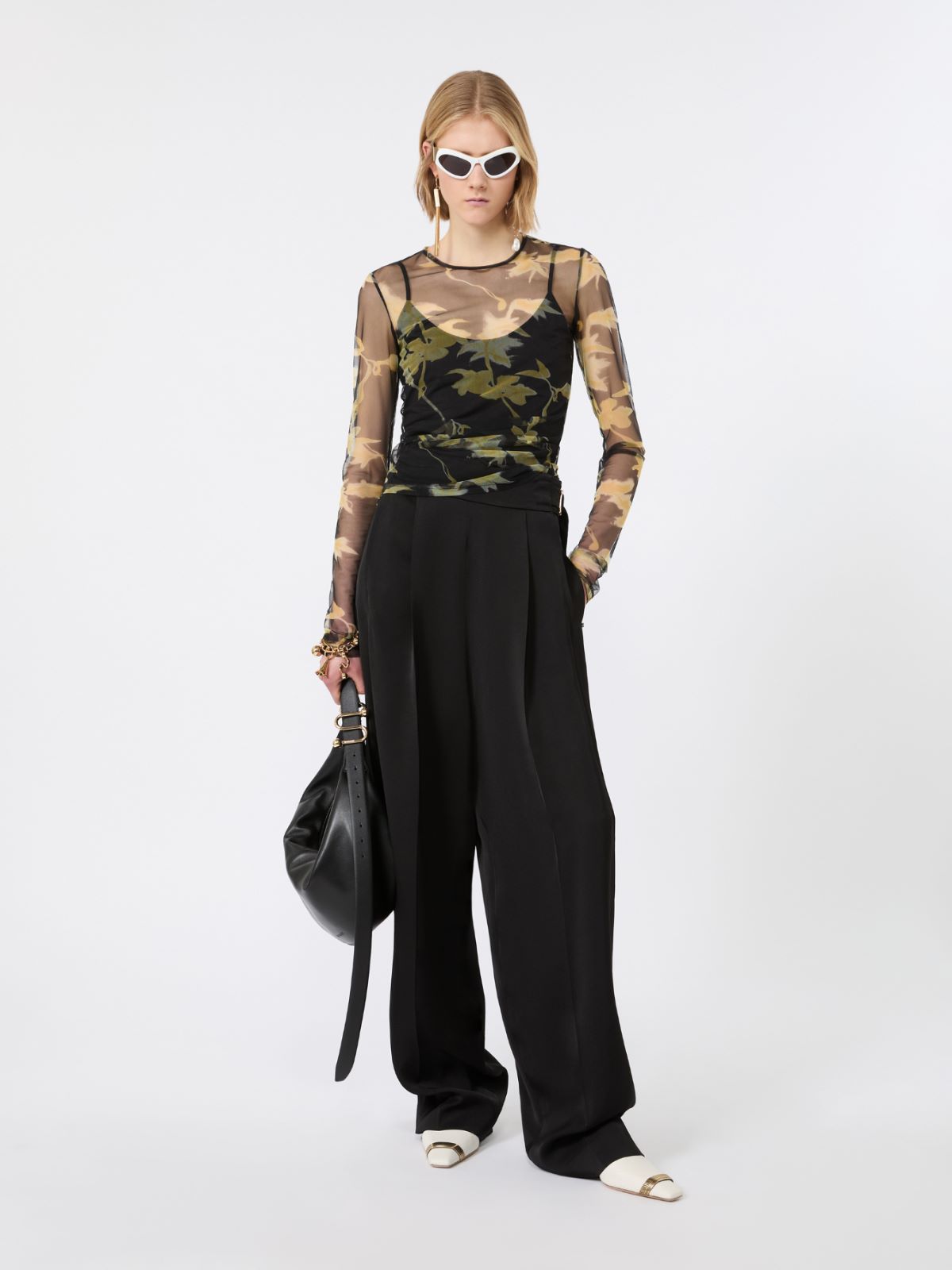 Printed tulle top - BLACK - Max Mara