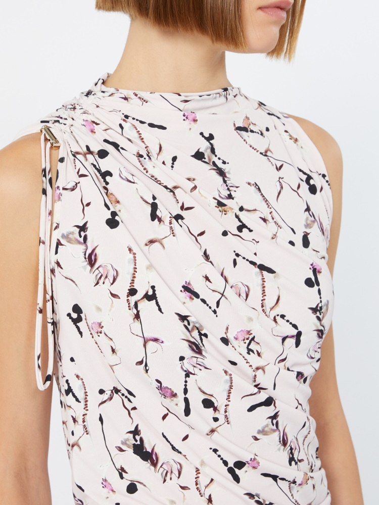Draped viscose jersey asymmetrical top - ANTIQUE ROSE - 5