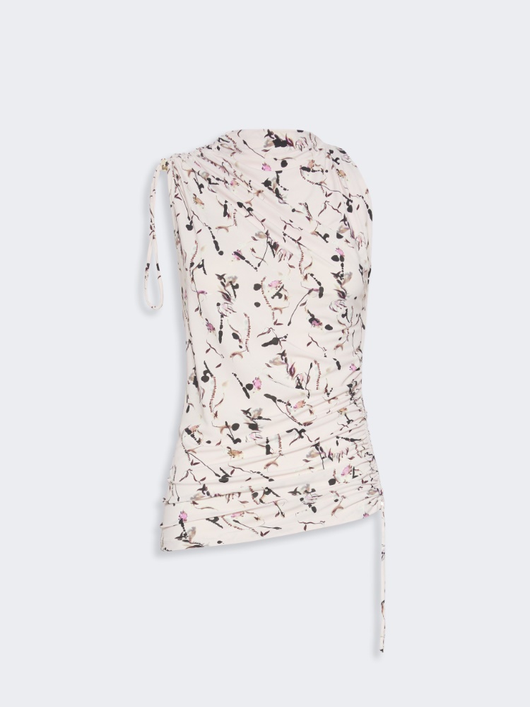 Draped viscose jersey asymmetrical top - ANTIQUE ROSE - 6