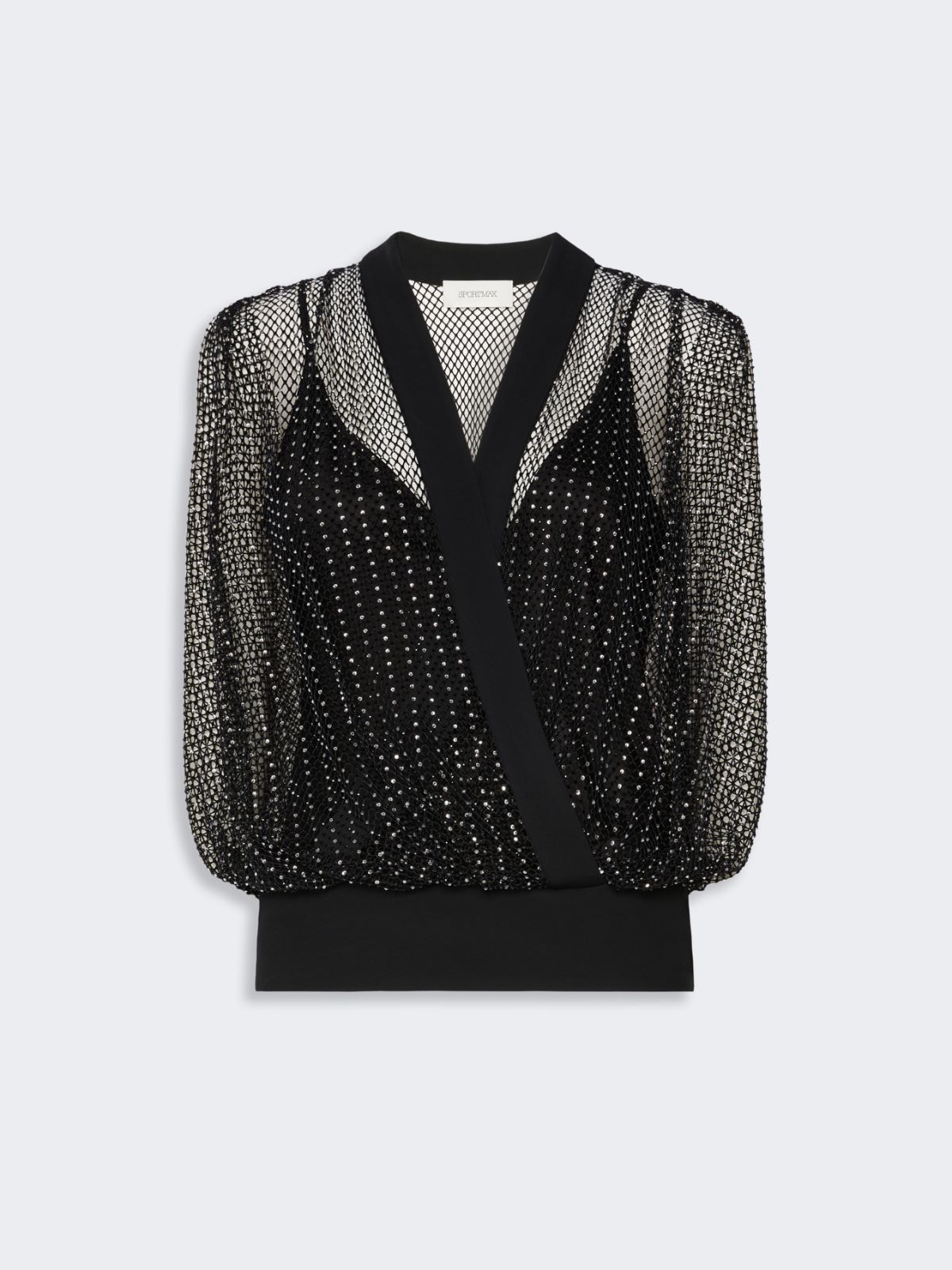 Rhinestone-detail sleeveless mesh jersey top - BLACK - Max Mara - 6