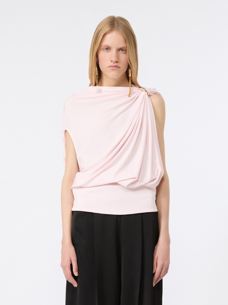 Draped fluid jersey top - POWDER - 2