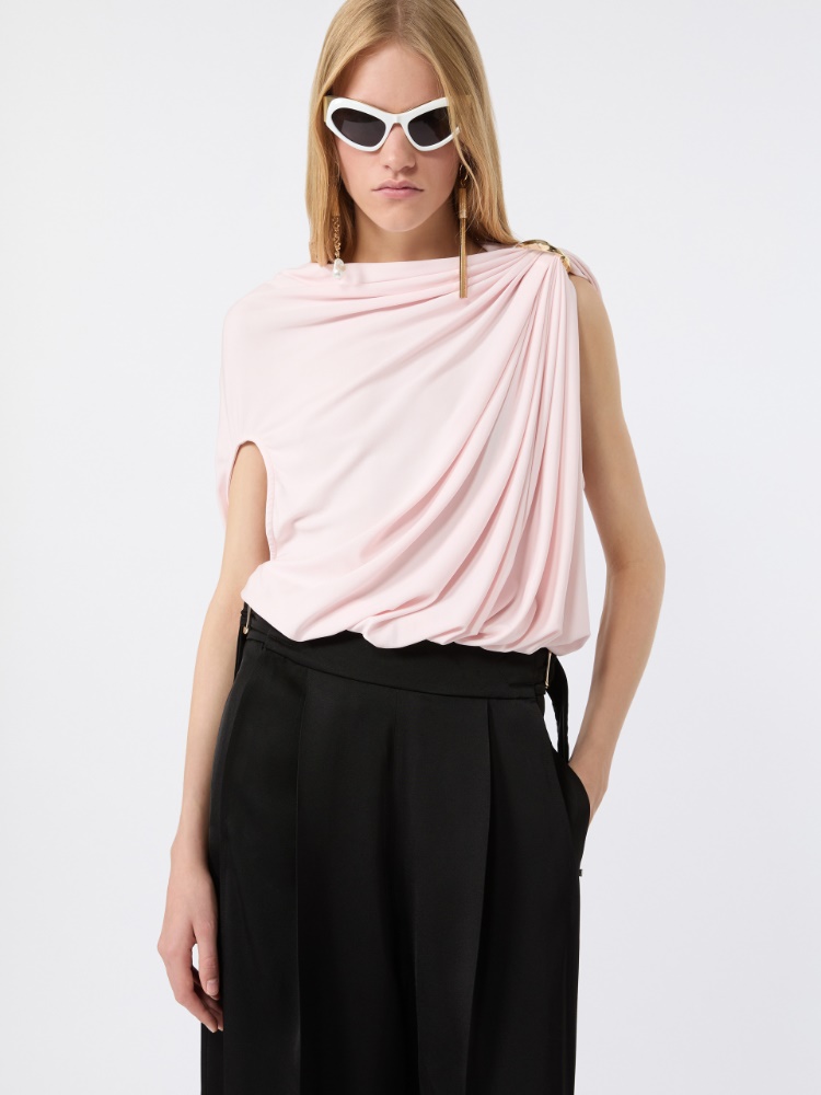 Draped fluid jersey top - POWDER - 4
