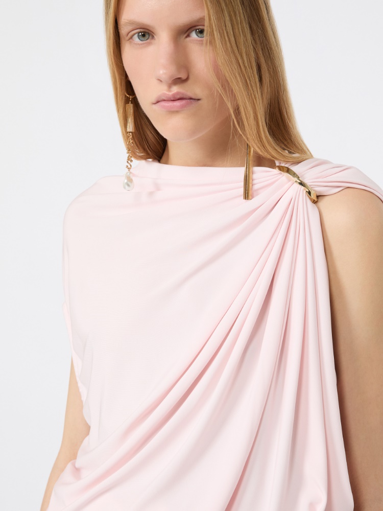 Draped fluid jersey top - POWDER - 5