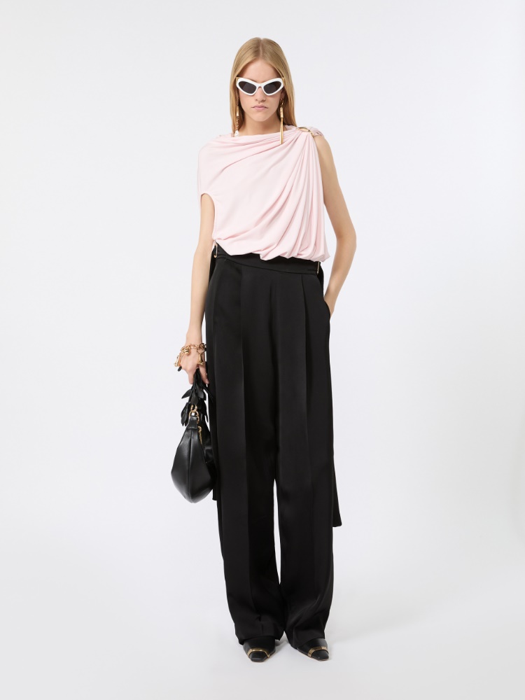 Draped fluid jersey top - POWDER