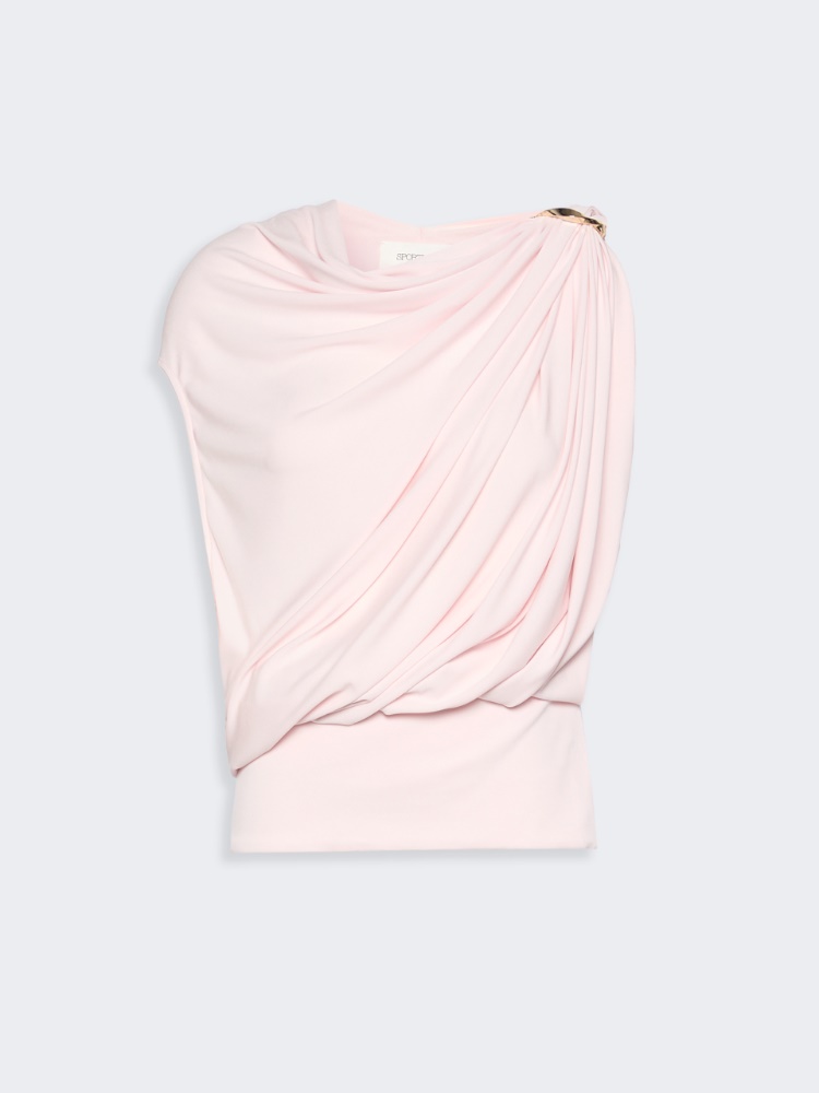 Draped fluid jersey top - POWDER