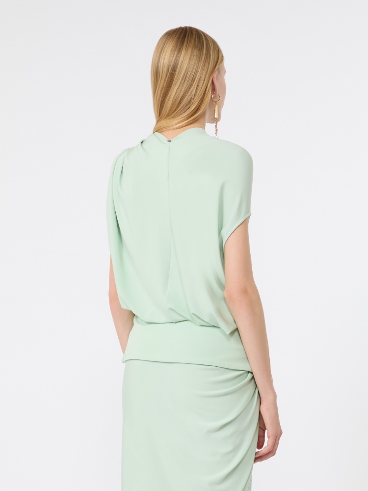 Draped fluid jersey top - PASTEL GREEN - 3