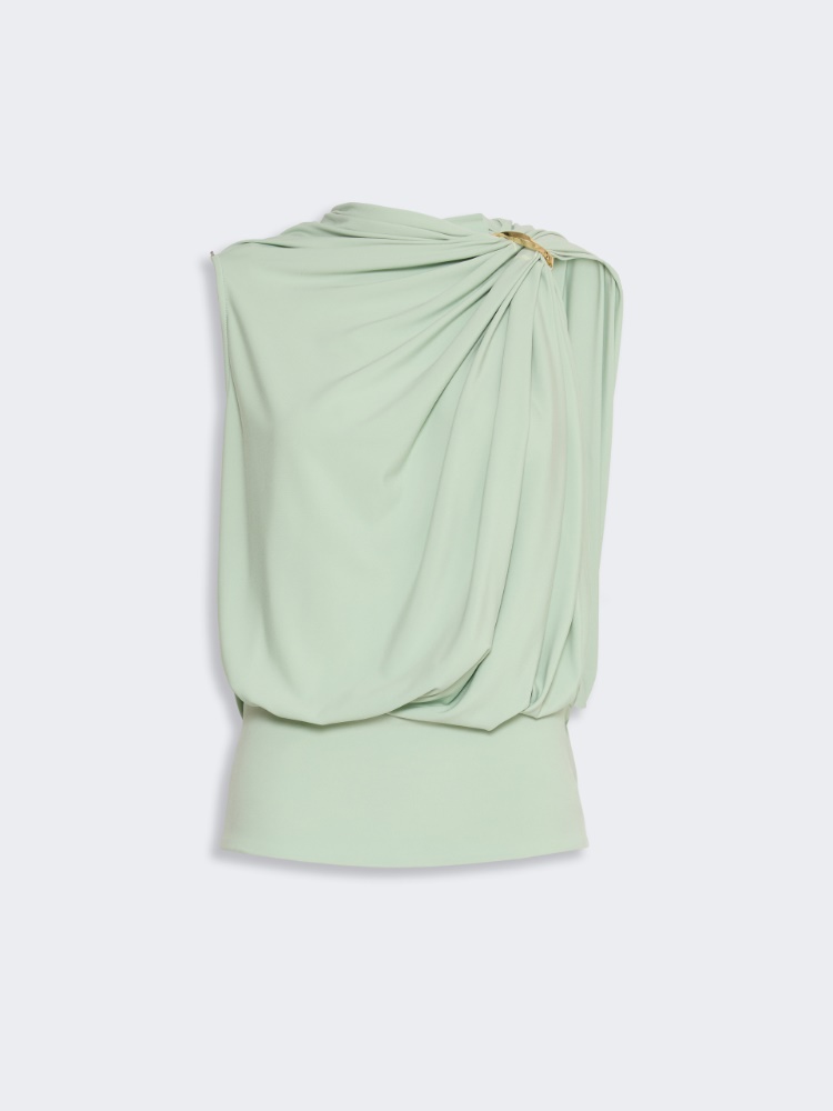 Draped fluid jersey top - PASTEL GREEN