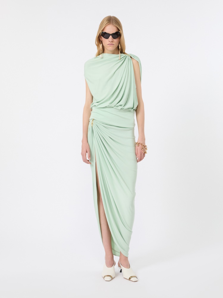 Draped fluid jersey top - PASTEL GREEN - 1