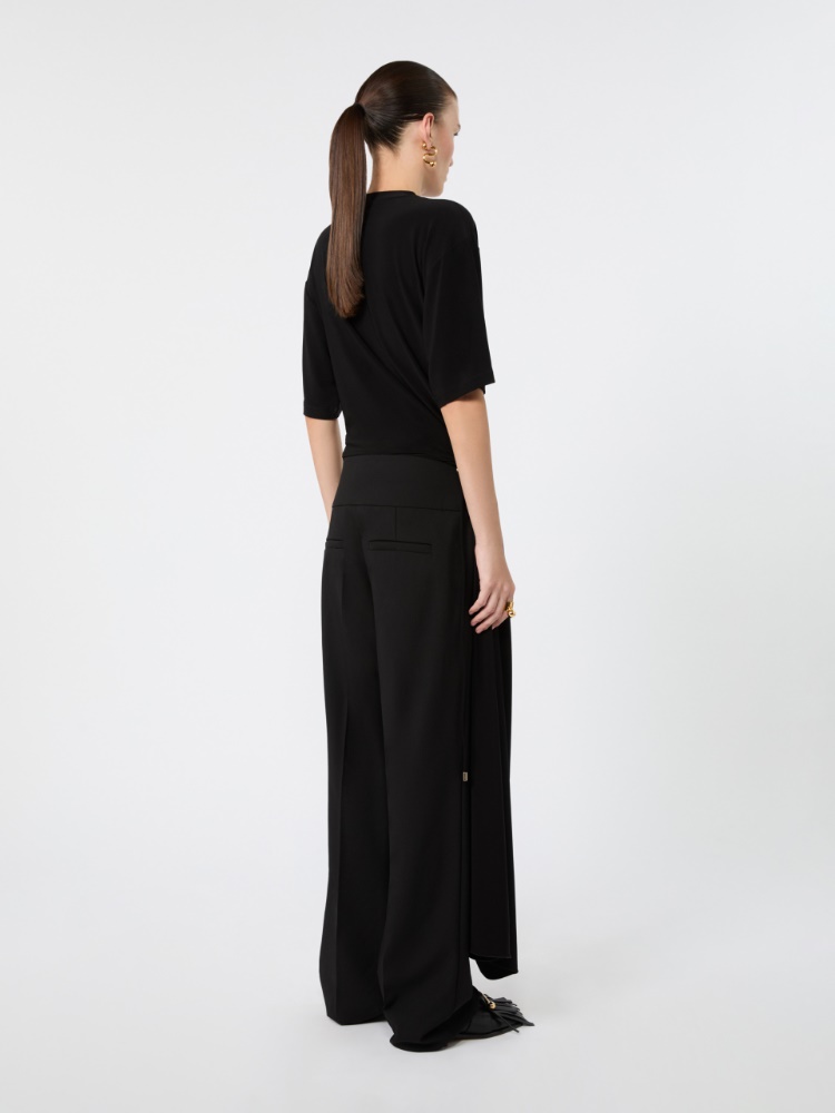 Short-sleeved draped jersey top - BLACK - Max Mara - 3