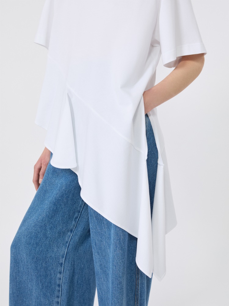 Asymmetrical cotton T-shirt - OPTICAL WHITE - Max Mara - 5