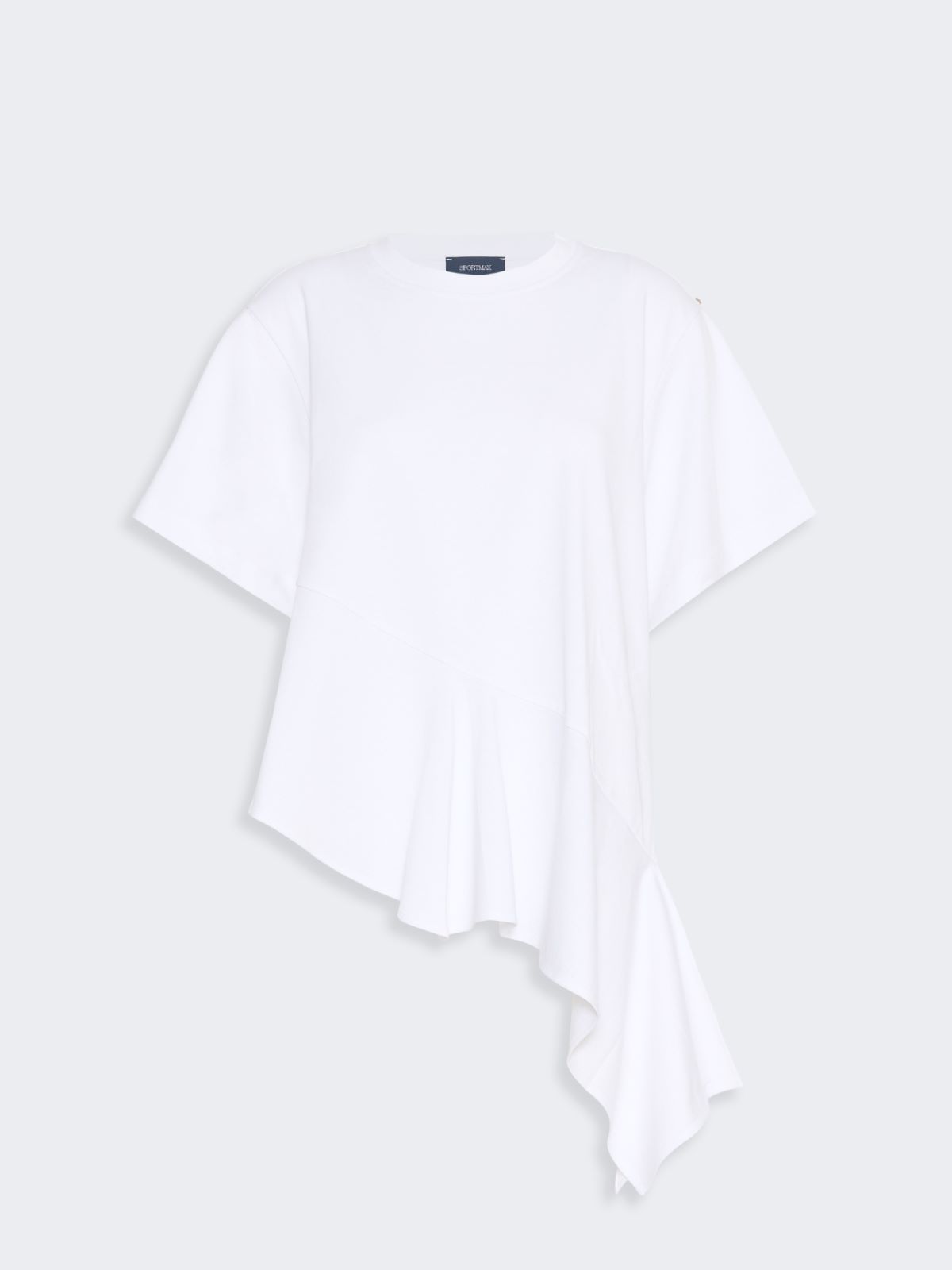 Asymmetrical cotton T-shirt - OPTICAL WHITE - Max Mara - 6