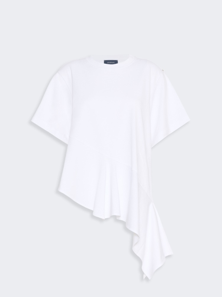 Asymmetrical cotton T-shirt - OPTICAL WHITE - Max Mara - 6