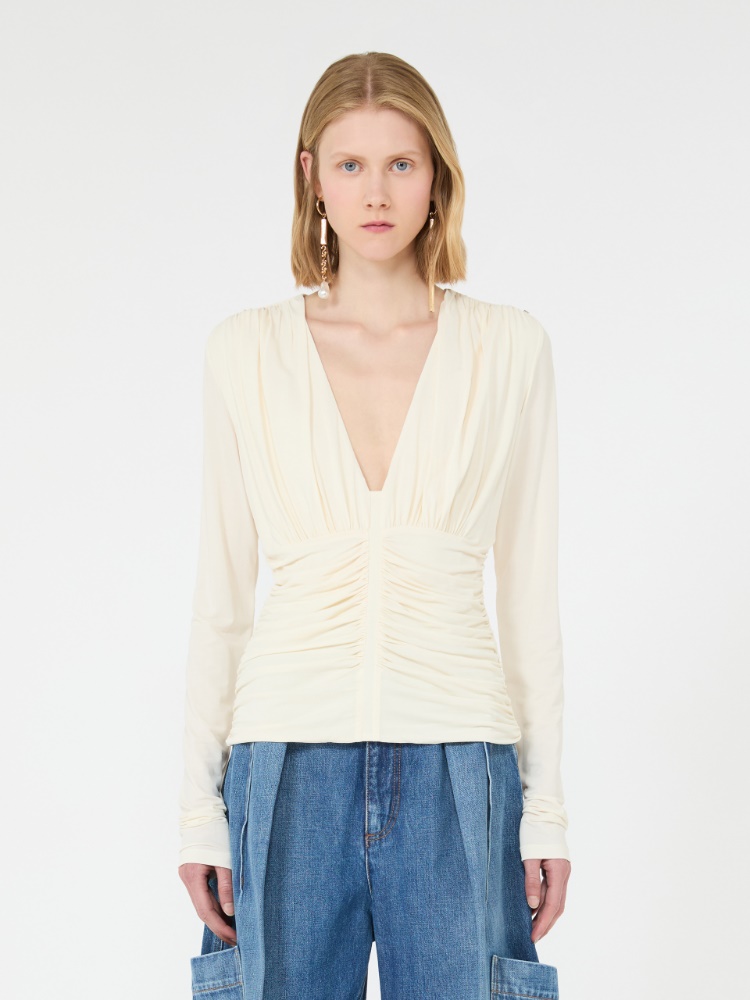 Long-sleeved viscose jersey top