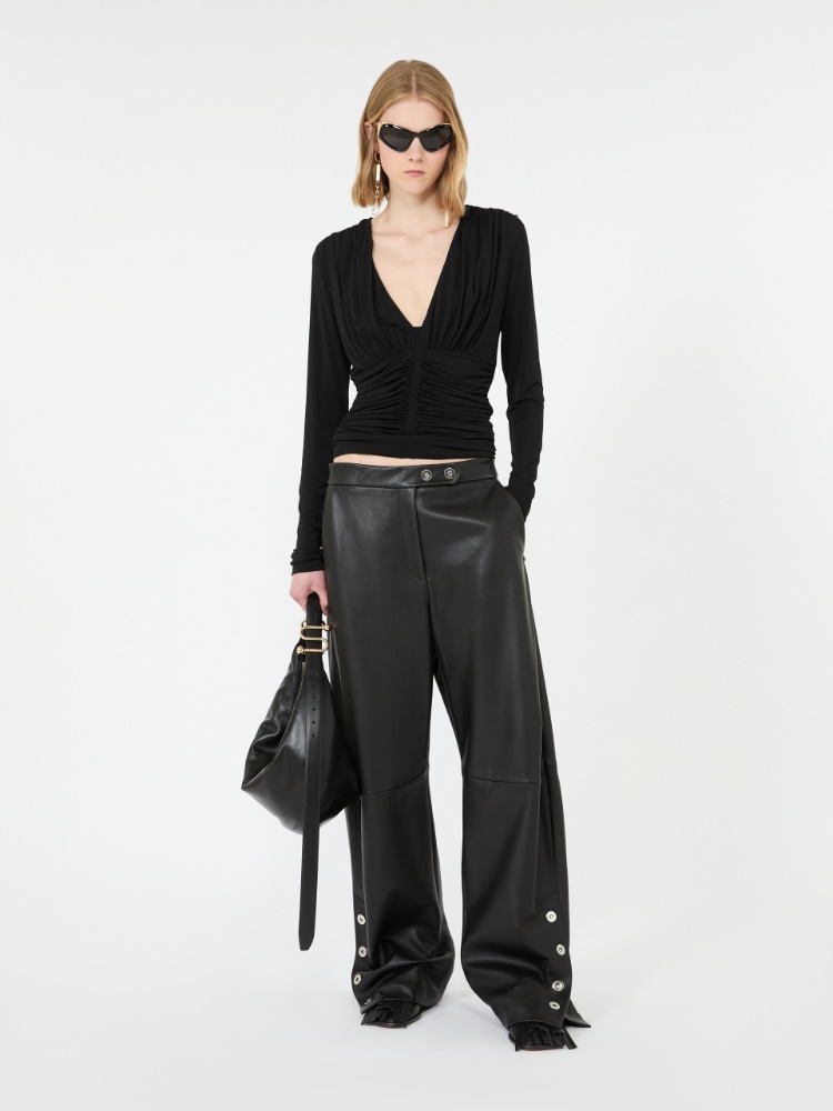 Long-sleeved viscose jersey top + BLACK - Max Mara