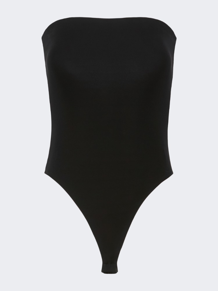 Stretch viscose bodysuit - BLACK