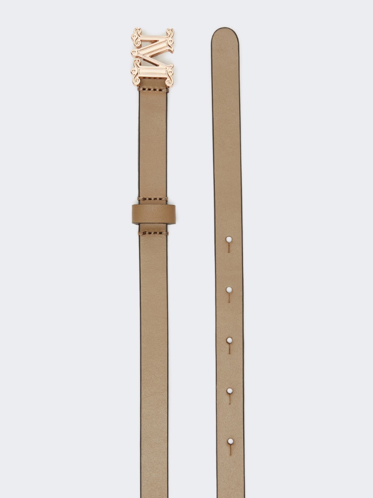 Leather Monogram belt - MUD - 2