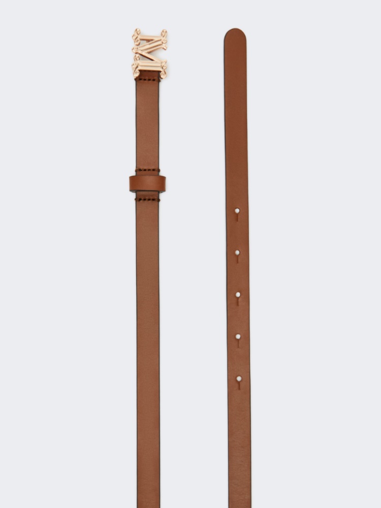Leather Monogram belt - AMBER BROWN - 2