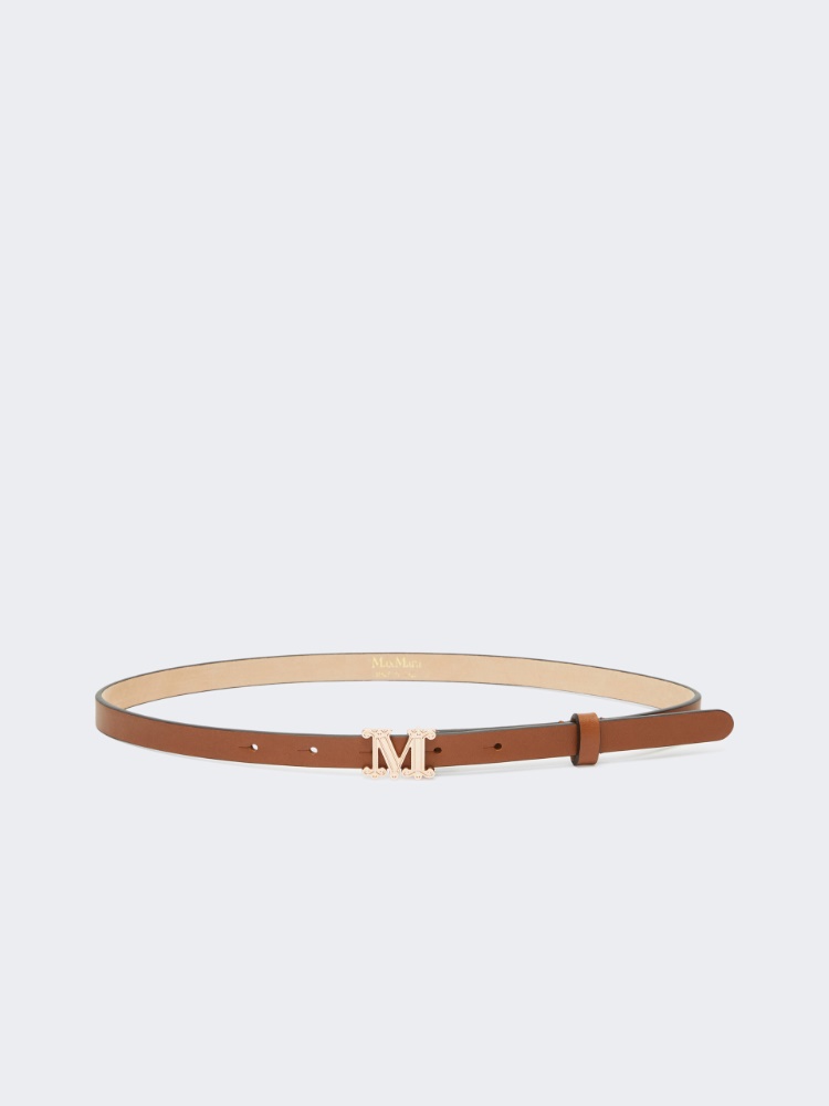 Leather Monogram belt - AMBER BROWN