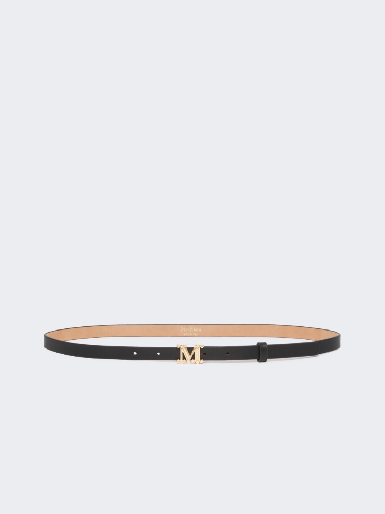 Leather Monogram belt - BLACK