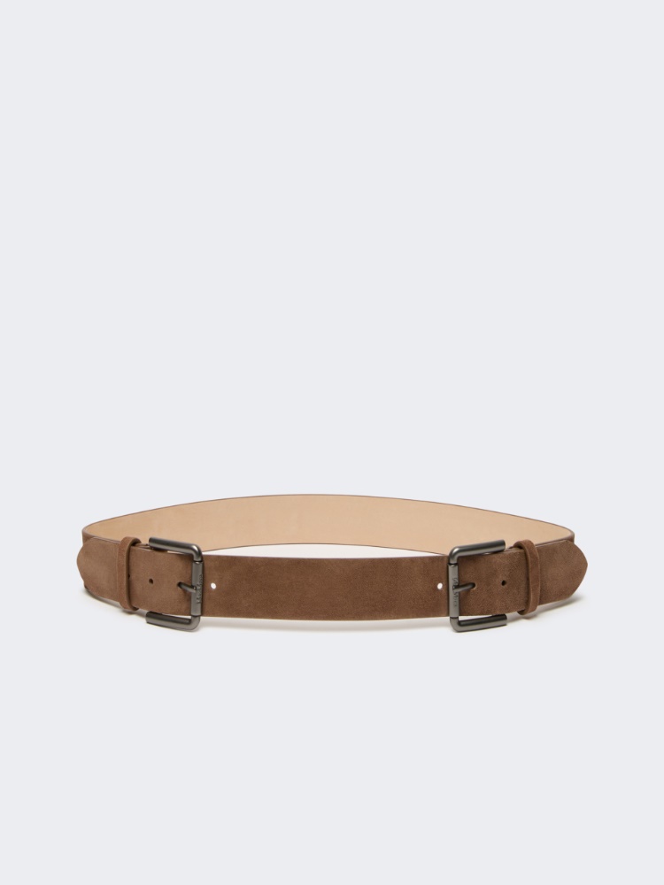 Studded leather belt - HAZELNUT BROWN