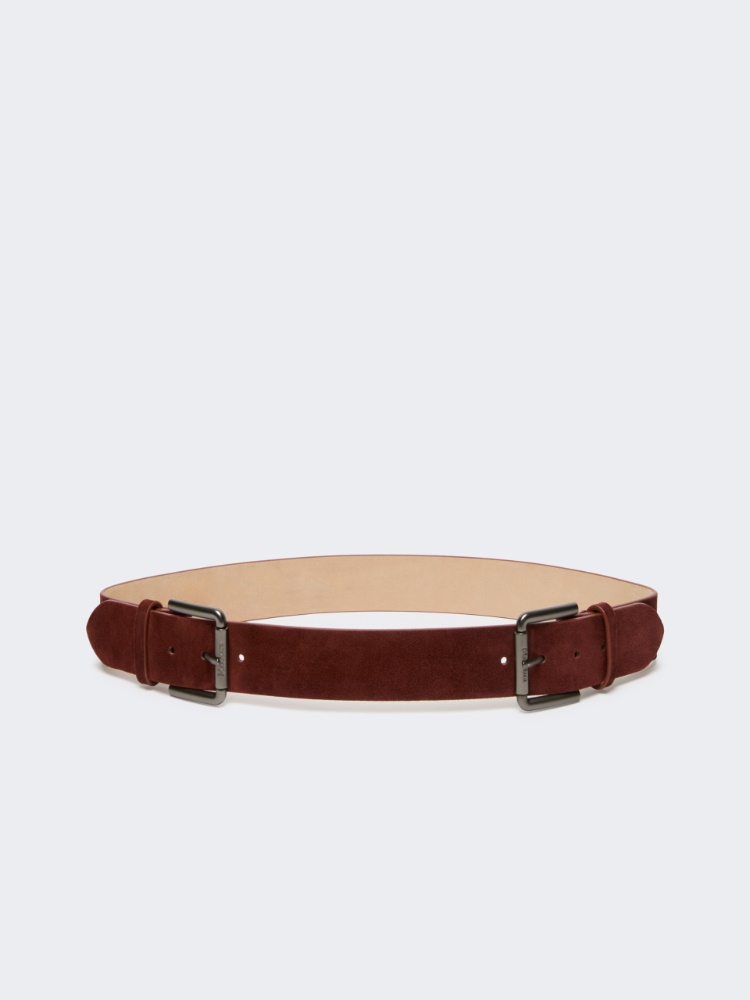 Studded leather belt - AMBER BROWN