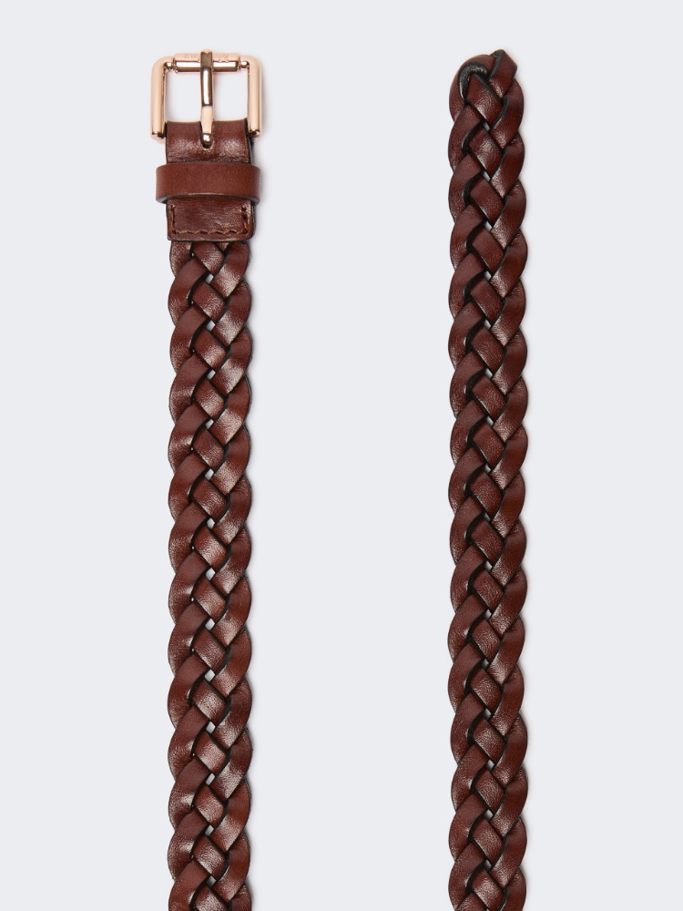 Woven leather belt - AMBER BROWN - Max Mara - 2