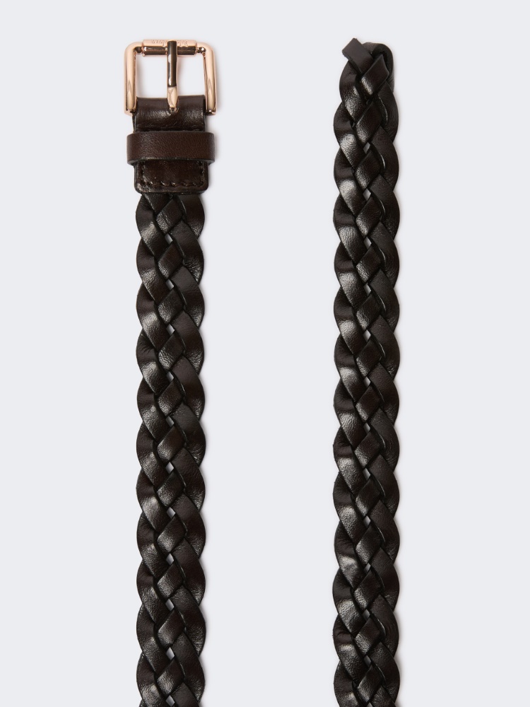 Woven leather belt - COFFEE - Max Mara - 2